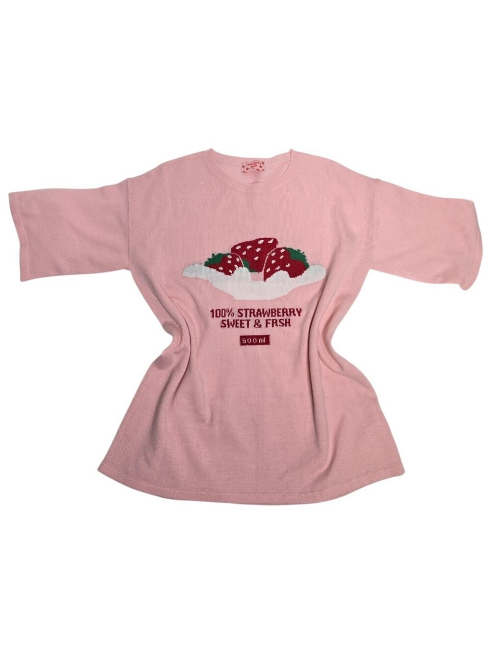 CHUU Strawberry Milk kawaii pink short sleeve knit sweater M